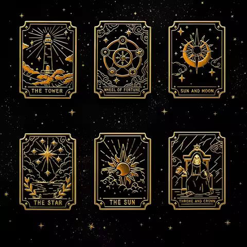 6Pcs/Set Tarot Badge Twelve Constellations Creative Metal Brooch Personalized Backpack Decoration Fa