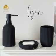 LYON BATHROOM 1 SET 3 PCS SOAP DISPENSER RESIN PREMIUM BLACK DOFF UNIQUE AESTHETIC MOTIF