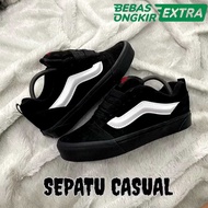 Sepatu Gemuk Vans KNU Skool Black White Men Women 100% Premium