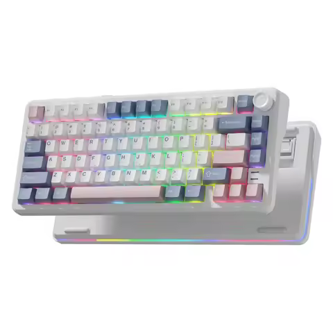 Womier L75 75% Wireless Mechanical Keyboard Tri-Mode 2.4G/Type-C/BT5.0 Hot Swappable White Switches 