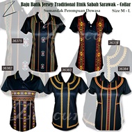 (Small Cutting)(Harga Borong) Baju Batik Kolar Jersey Traditional Etnik Sabah Sarawak Sumandak Perem