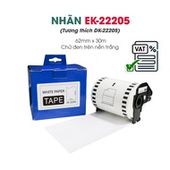 Printed label EK-22205 / Black text on white background / Compatible with Brother DK-22205 Label