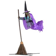 Spooky Halloween Decor Life Size Talking Witch Purple Outdoor Spooky Animatronic Witch Sound Activat