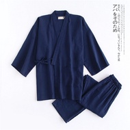 620Men Traditional Japanese Pajamas Set Cotton Robe Pants Kimono Haori Yukata Nightgown Japan Style 
