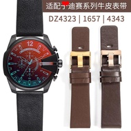 Watch Strap Suitable for Diesel Diesel Genuine Leather Watch Strap Men DZ4323/1657/4318 Plain Weave 