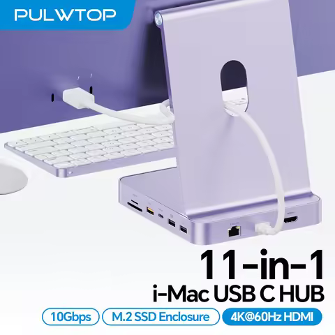PULWTOP Upgraded USB C Hub for iMac 24 Inch M1/M3/M4, with 4K HDMI, Ethernet, USB A/C 10Gbps, SD/TF,