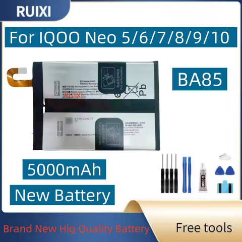RUIXI BA85 BA13 B-Z2 B-W7 B-Y5 B-U6 B-P5 B-S9 Battery For IQOO Neo 5/6/7/8/9/10 mobile phone battery