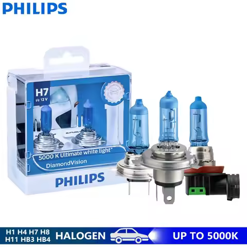 Philips H1 H4 H7 H8 H11 DiamondVision Car Halogen Headlight HB3 HB4 9005 9006 12V Lamp 5000K Xenon W