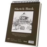 Fuxi 22.86cm x 30.48cm Sketchbook, Top Spiral Binding Sketchbook, 100 Sheets 70lbs/100gsm Acid-Free 
