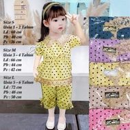 Setelan Anak Renda Brokat Motif Polkadot Soft Tali Serut 1 - 13 Tahun One Set Claressa Collection