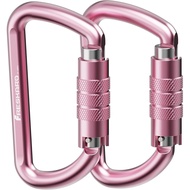 FresKaro 3inch 12kN-2698lbs Auto Locking Carabiner Clips, Solid D Shape, Heavy Duty 7075 Aluminum, L