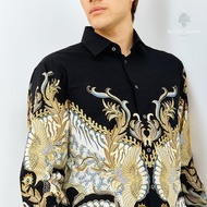 Kemeja Batik Pria Alisan Kemeja Lengan Panjang Batik Kombinasi Hitam