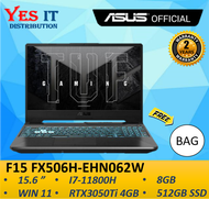 ASUS TUF Gaming F15 FX506H-EHN062W FHD 15.6" Gaming Laptop (i7-11800H, RTX3050Ti 4GB, 8GB , 512GB SSD , W11, 2YW) Free Bag