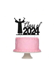 1入組2024年畢業主題杯子蛋糕裝飾,黑金優雅甜點裝飾,獨特設計,畢業生賀喜杯子蛋糕裝飾,大學畢業證書蛋糕裝飾