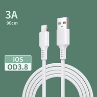 สายข้อมูล USB 3A 0.9 ม Data cable ของแท้ รองรับชาร์จเร็ว สำหรับรุ่น iPhone Vivo OPPO Samsung Xiaomi Huawei และแอนดรอยรุ่