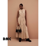 Beige maxi dress Sleeveless DMC belt combination (Dark Beige Raw Maxi Dress)