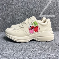 全新 Gucci 米白色皮面櫻桃愛心印花老爹鞋36.5碼