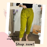 SASHA CROP PANTS LINEN CRINKEL FRONT POCKET HINATA PANTS/HARUKA crop pants/gocha crop pants/korea pa