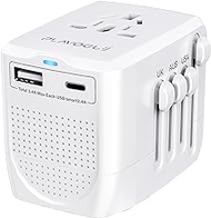Voltage Converter US to Europe - Plavogue 220v to 110v Power Converter 1000W with USB &amp;1 USB C Port Charging, 2000W European Travel Plug Adapter, 8A Universal Travel Adapter for 200+ Countries - White