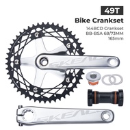 SKEACE Alumnium Alloy Crankset Fixed Gear Bicycle Crank 165mm 144BCD 49T Hollowtech Single Speed Par