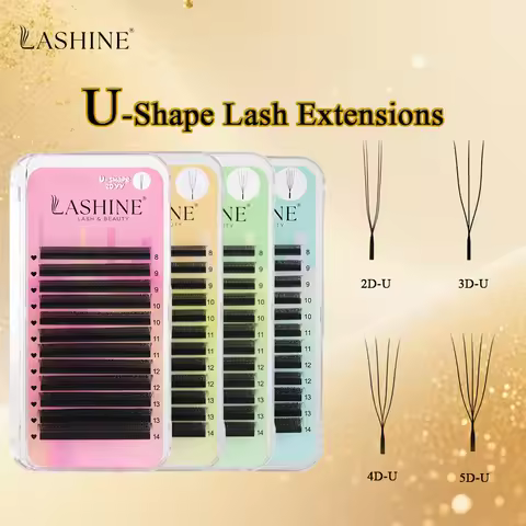 Lashine U Shaped YY 3D 4D 5D Eyelash Extension 0.07mm YY Lashes Super Soft Parallel Premade Fan Lash