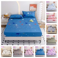 New Blue starry sky Cadar Fitted Bed Sheet Super Single/Queen/King Size Soft Bedsheet Tatami mattress cover Premium Cotton Mattress Dust Cover Fit Height 3-8 inch