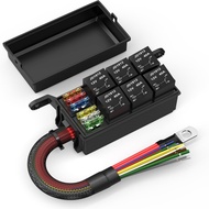 12V Relay 6-Circuit Relay Fuse Box Pre-Connection Waterproof Relay Box 6-Circuit Fuse Relay