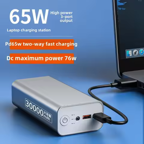PD Fast Charging 65W Notebook Power Bank 30000mAh Aluminum Alloy DC Port 76W High Power 19V Mobile P
