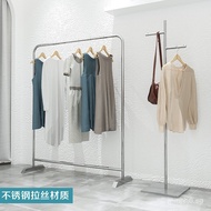 Clothing store display rack, brushed stainless steel women's clothing store shelf, floor-standing cl