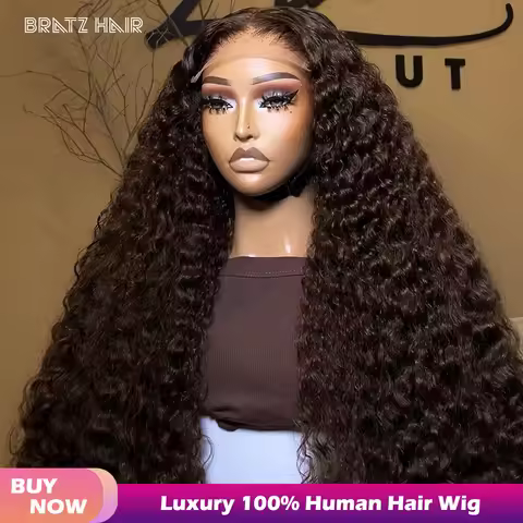 Choco Brown Deep Wave Human Hair Wig Ready to Wear Glueless 5by5 Closure Waer Wave Brown Colour Wig 