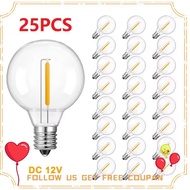 For Off-Grid Solar String Light Compatible 25PCS Low Voltage G40 DC12V 1W E12 Plastic Led Light Bulb