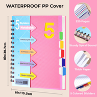 5 Subject Notebook College Ruled Spiral Notebook 5x7 With Divider Tabs, 220 Pages Lined Spiral Noteb