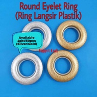 (1pkt/50pcs±)Matte Front and Back Round Eyelet Ring / Ring Langsir Plastik (Model MC8009)