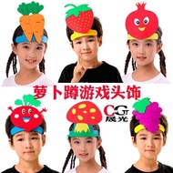 Rrr22 Headwear Children Props Fruit Game Activities Carrot Squat Pumpkin Hat Vegetables Potatoes Gre