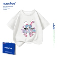 2025สินค้าใหม่! เสื้อยืดแขนสั้นสำหรับเด็กNASAสบายและนุ่ม ผ้าฝ้ายแท้ 100% ลายการ์ตูนกระต่าย