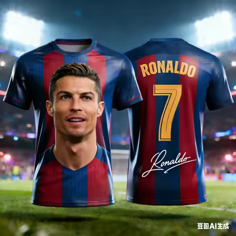 2026 AI New Ronaldo No.7 Red and Blue 3D Jersey Fitness Training Quick Drying Sportswear Summer Men'