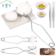 12Pcs Melting Crucible Kit Dual Size Crucible with Tong Tweezers and Honeycomb Pad Metal Melting Kit