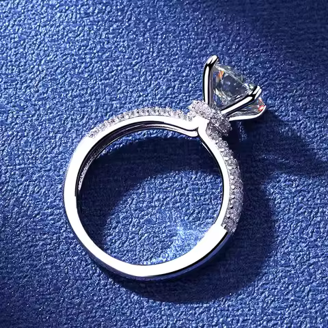Certified Moissanite Engagement Rings Women 2.0ct D Color Solitaire Moissanite Diamond Wedding Rings