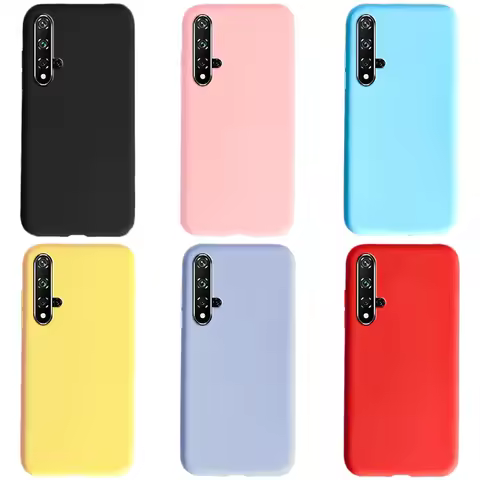 Case For Huawei Nova 5T Phone Case shockproof Candy Color TPU Liquid Silicone Soft Back Cases Cover 
