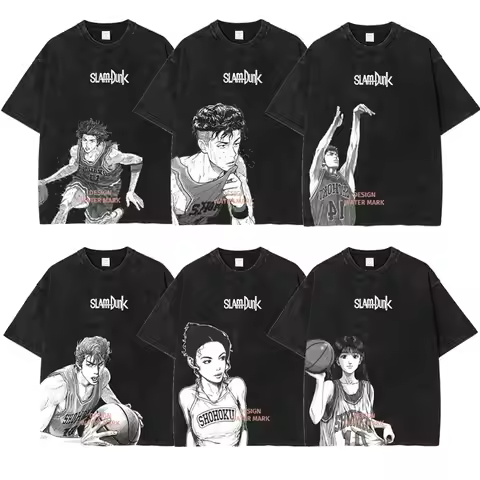 Hanamichi Rukawa Haruko T Shirt Slam Anime Dunk Sendou Vintage Washed Tops Tees Short Sleeve Manga G