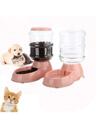 2入組自動寵物飼料器和給水器,重力寵物餵食站和飲水碗適用於小型和中型寵物,容量3.8l