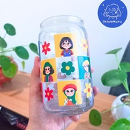 Colorful Aesthetic Girls Glass Cups | Glass Cup 470ml | Aesthetic Glass Cups