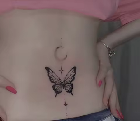 2 pcs Permanent tattoo template, butterfly waterproof and advanced feeling，hollowed out template