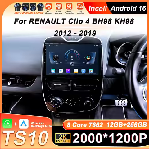 For RENAULT Clio 4 BH98 KH98 2012 - 2019 Android 16 Car Radio Multimedia Player Wireless Carplay Aut