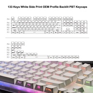 133 Key White PBT Keycap Backlit RGB OEM Profile Side Print Shine Through Keycaps for Cherry MX Mech
