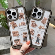 Compatible for IPHONE 6 6S 7 8 PLUS X XS XR 11 12 13 14 15 MAX PRO teddy bear transparent Acrylic TP