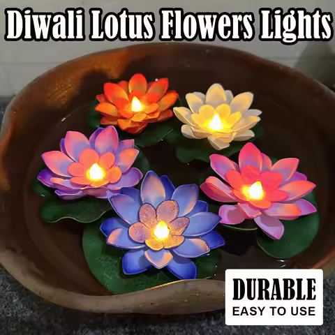 15/10CM Diwali Floating Induction Lotus Lamp Garden Led Pink Battery Powered Lights Outdoor Waterpro