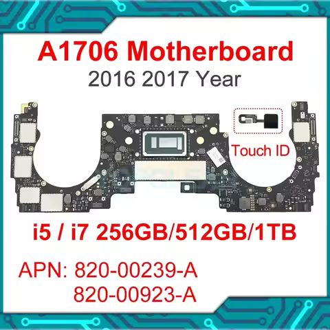 Original A1706 Logic board For MacBook Pro 13" A1706 Motherboard with Touch ID i5 i7 256GB 512GB 1TB