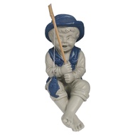 Fishing Boy Outdoor Cute Gift With Removable Pole 12cm Hand Cast Lawn Display Yard Decor Resin Garden Statue