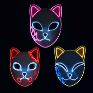 A0326 Demon Slayer Luminous Mask LED Anime COS Props Tanjirou Kutu Masao Half-Face Fox Luminous Mask